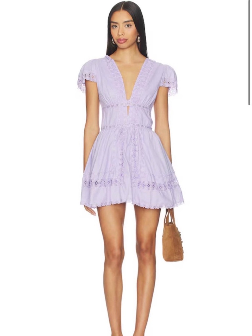 Revolve Piper Mini Dress lilac Eyelet V-Neck Mini Dress - size small